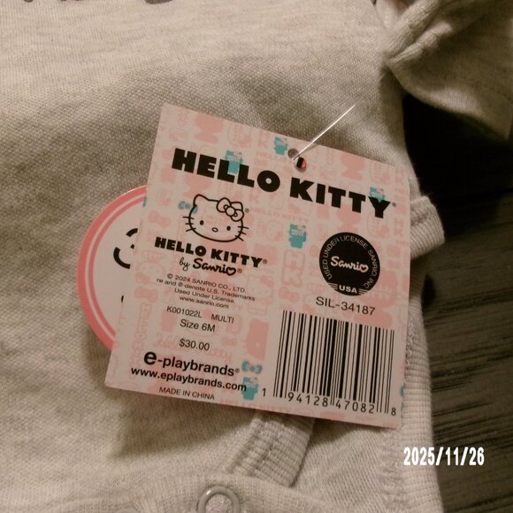 NEW LOT OF 3 Hello Kitty 6 Month Baby Girl RED One Piece Romper ONSIES Snap $30 - Picture 2 of 4